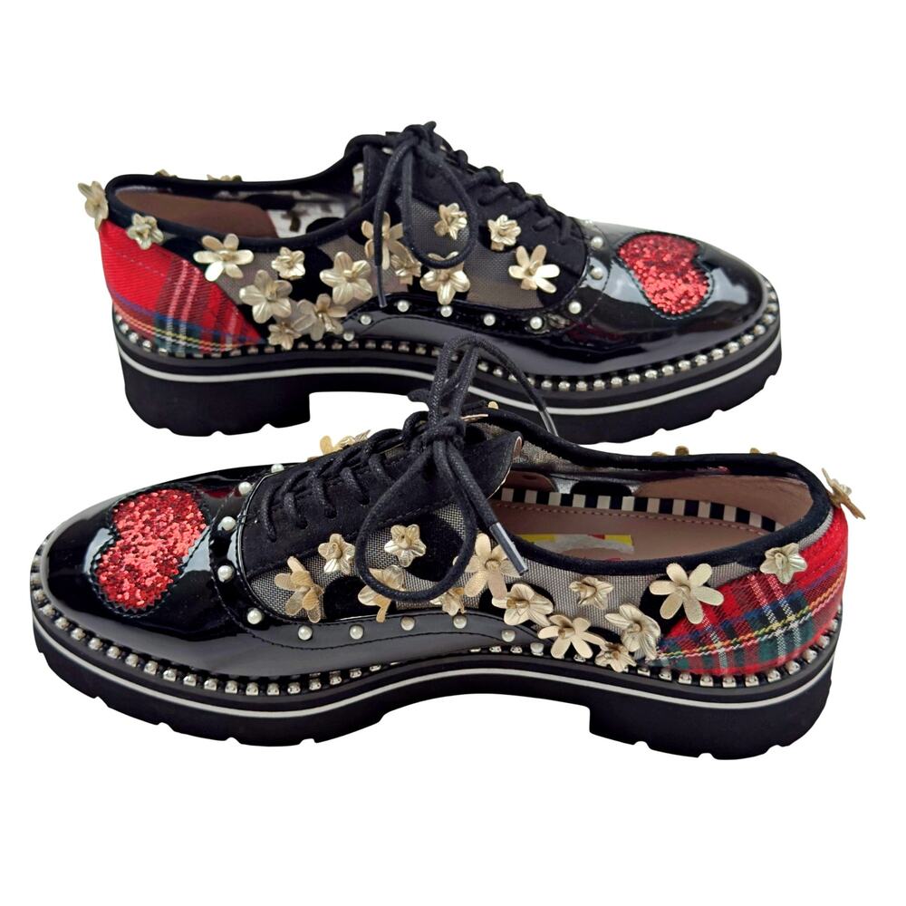 NWOT Betsey Johnson Skylla Lace-Up Embellished Oxfords - Picture 3 of 7